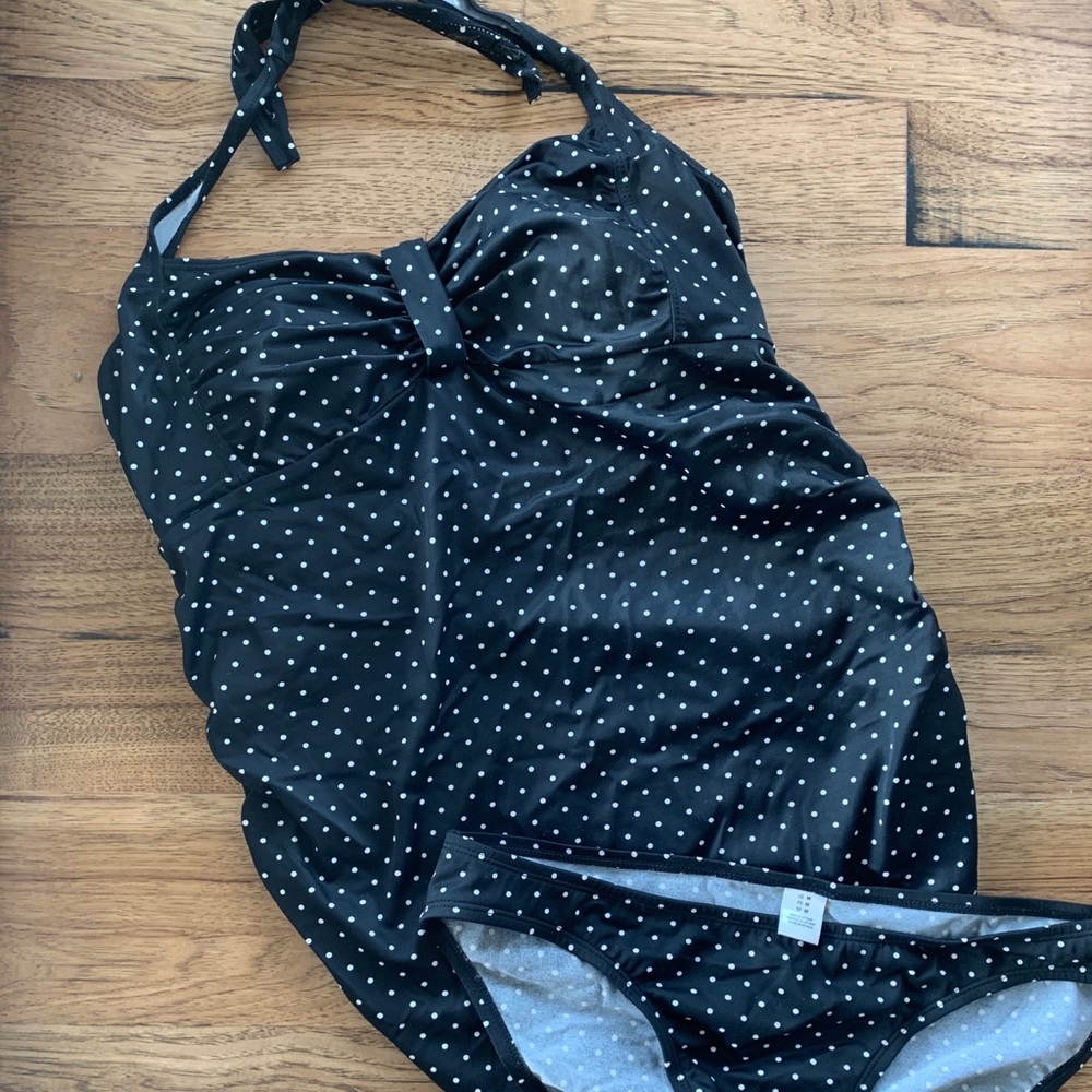 Black and White polka dot Maternity Swimming Suit